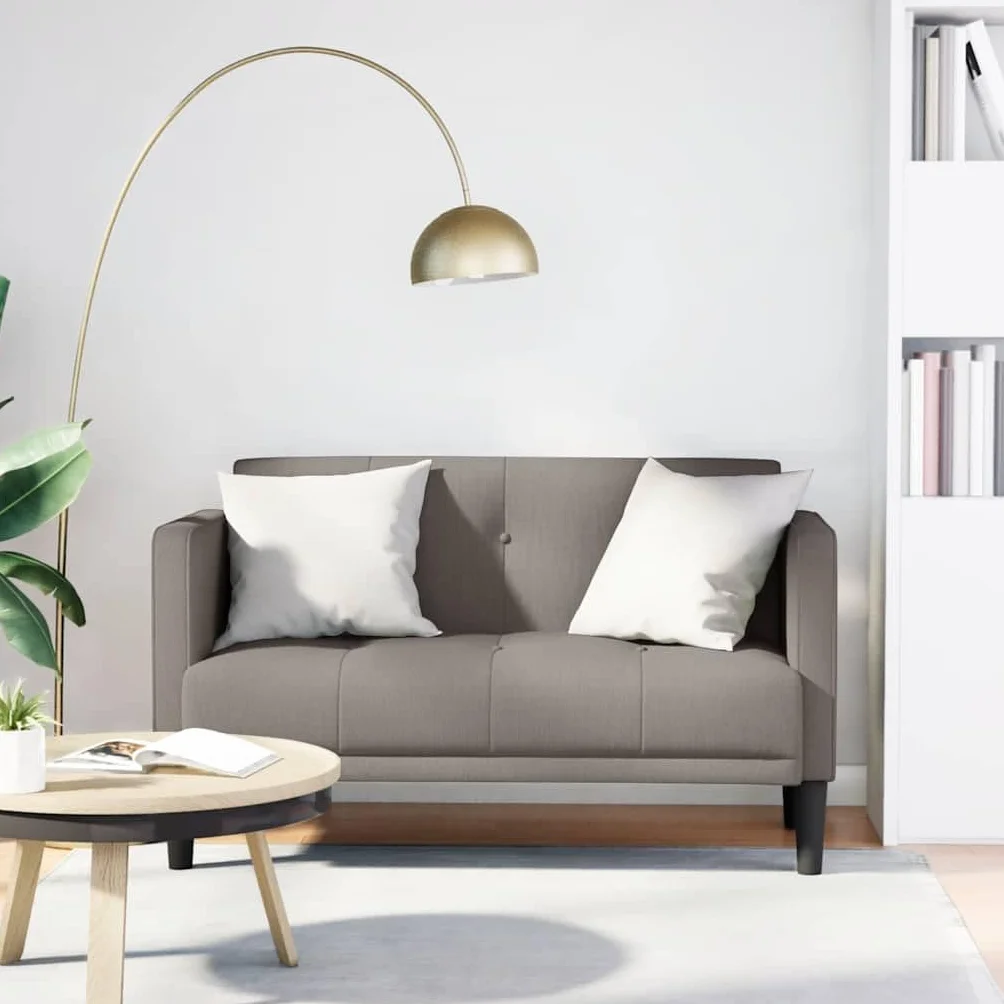 Sofa z tkaniny taupe 111 cm | Pianka i sprężyny wspornikowe, rama ze sklejki, siedzisko 51 cm, maksymalne obciążenie 110 kg