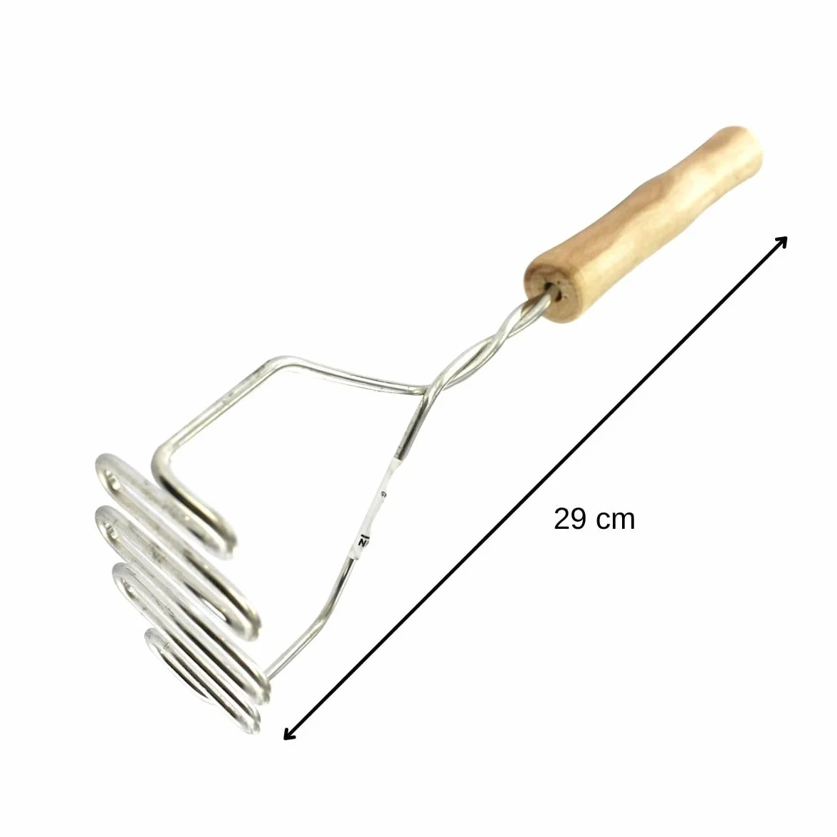 Fackelmann 521417 Ręczna prasa do puree, wyciskarka do warzyw, profesjonalna prasa do puree, kruszy warzywa, drewno, stal nierdzewna, 29 x 9,5 x 5,5 cm