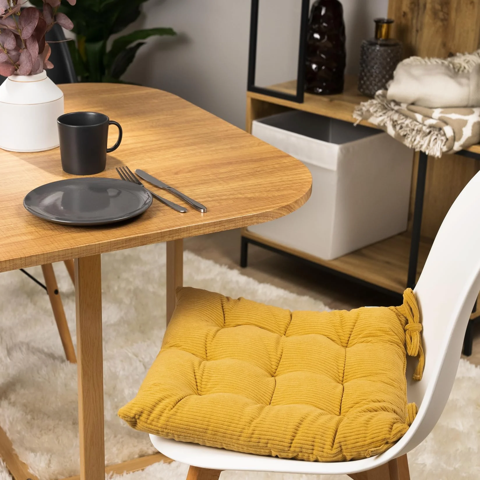 Paco Home Poduszka Na Siedzisko Z Tasiemkami 40x40 Na Krzes³o Fotel Biurowy Wewn±trz Ró¿ne Kolory Zestaw 2 sztuk, Kolor:Ochra, Rozmiar:40x40x5cm