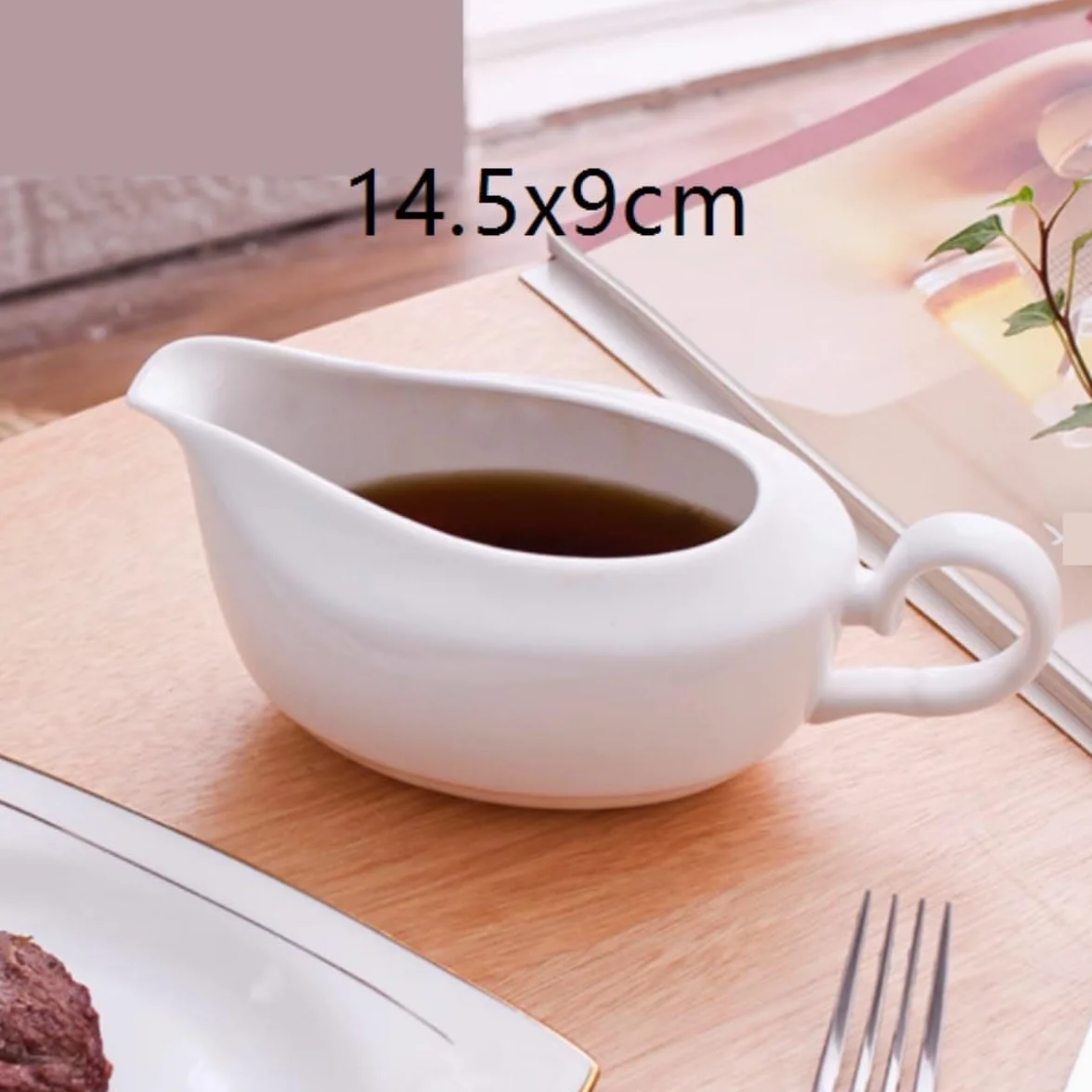 Ceramiczna łódka do sosu do steków, kubek do sosu w stylu zachodnim, europejski dzbanek na mleko, idealna do pieczenia, elegancka zastawa stołowa do sosów i przypraw