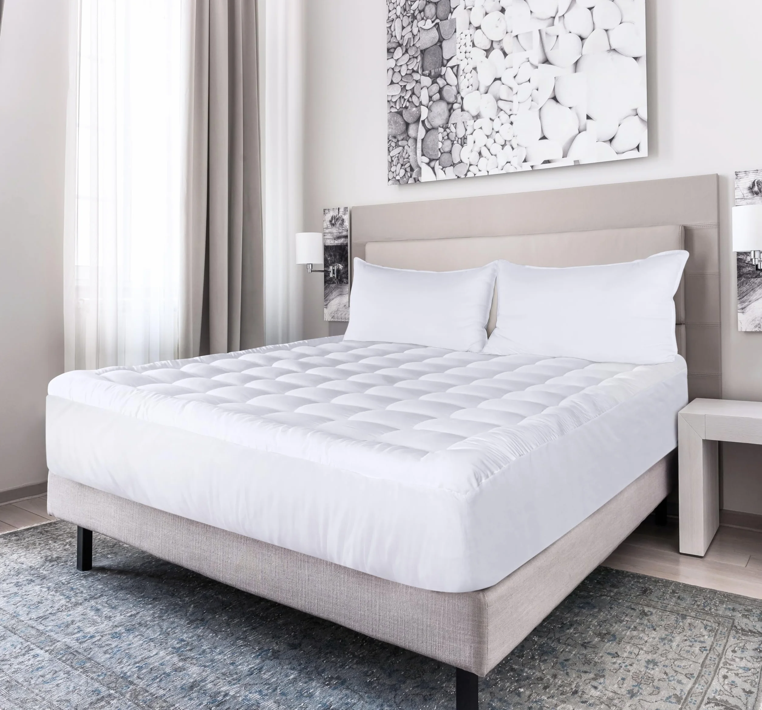 Utopia Bedding Pikowana dopasowana podkładka na materac premium rozmiar queen size - poduszka górna nakładka na materac - elastyczny dopasowany puszysty ochraniacz na materac - pokrowiec na materac