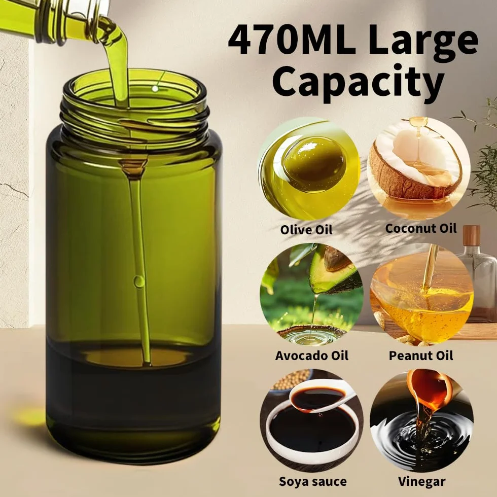 2 sztuki butelka z dozownikiem oliwy, ciemna butelka do gotowania z ochroną przed światłem, 470 ml szklana butelka z rozpylaczem, idealny do gotowania, frytownicy powietrznej, sałatek, czarn