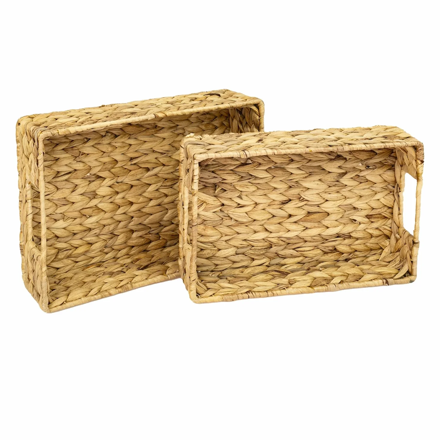 HMF Pusty kosz prezentowy, pleciony kosz do przechowywania z hiacyntu wodnego, zestaw 2 sztuk, kwadratowy, szerokość 35/32 cm