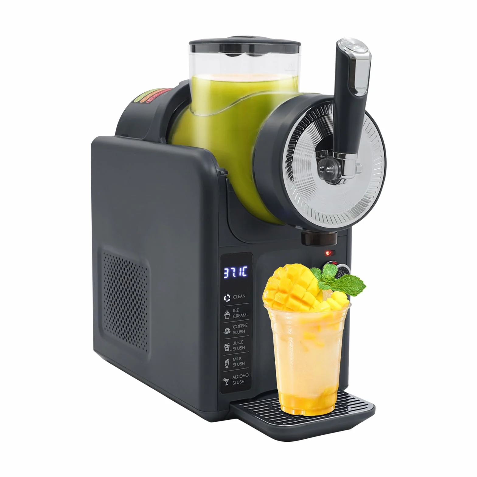 185 W, 1,8 l, maszyna do mrożonych napojów, maszyna do lodów, slushie, wyświetlacz LED, 5 automatycznych programów + samoczyszczenie, -12,2 ~ 0,04 ℃ (czarna)