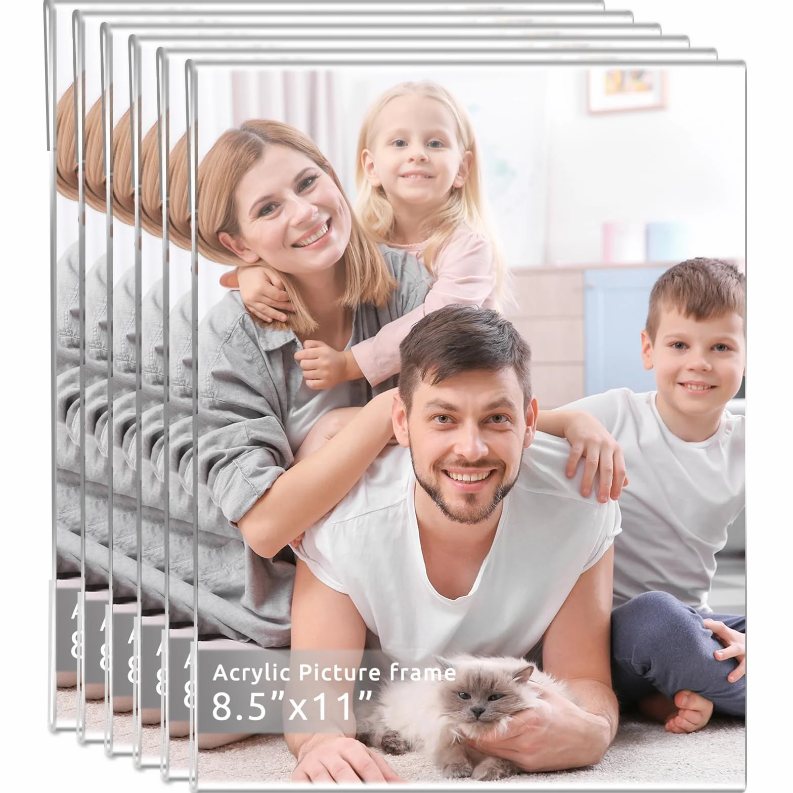 DZZ Ramka 8,5 x 11, ramka na zdjęcia 21 x 28 cm, wysoka przezroczysta ramka na zdjęcia, przezroczysty akryl 8,5 x 11 ramki, ramki na zdjęcia na ścianę, na plakat, płótno, certyfikat, galeria, zestaw 6
