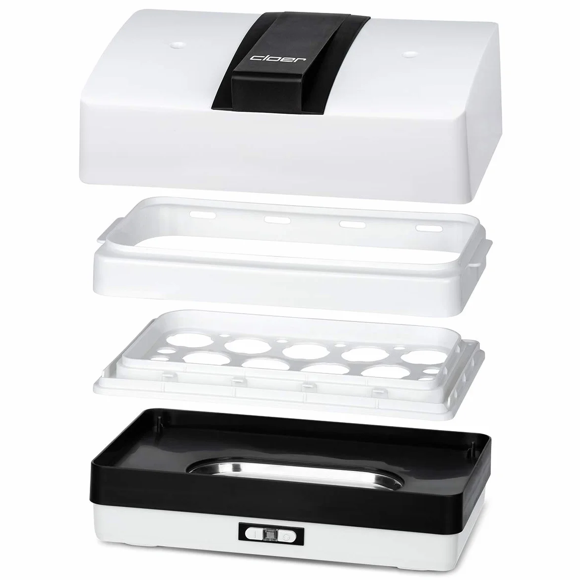 Cloer 800MBX Steamer do delikatnego podgrzewania potraw za pomocą pary, Lunch Care, Taca, lunch box (1,2 l) i kubek z miarką wchodzą w zakres, płyta do gotowania ze stali nierdzewnej
