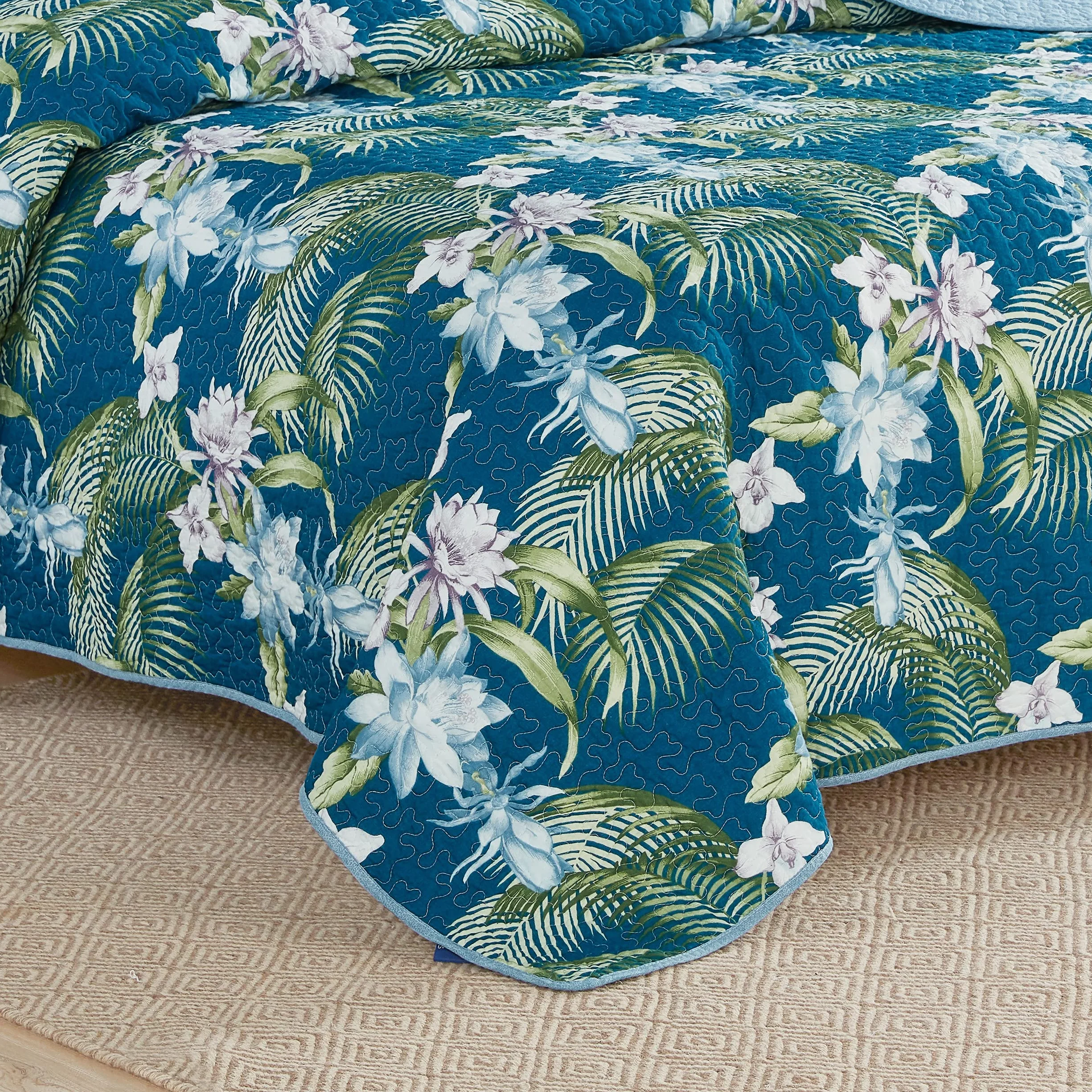 Tommy Bahama | Zestaw kołder - 100, odwracalny, lekki i oddychający, wstępnie sprany dla dodatkowej miękkości, bawełna, ciemnoniebieski, Queen