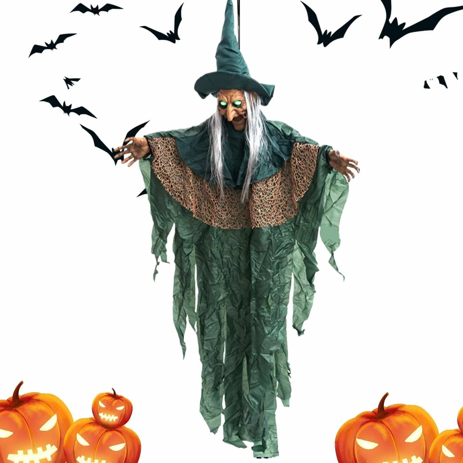 Outdoor Halloween Witches Akcesoria do domu Nawiedzony Latający Animowany | Dekoracje na Halloween na werandę taras podwórko ogród trawnik karnawał świąteczne spotkanie