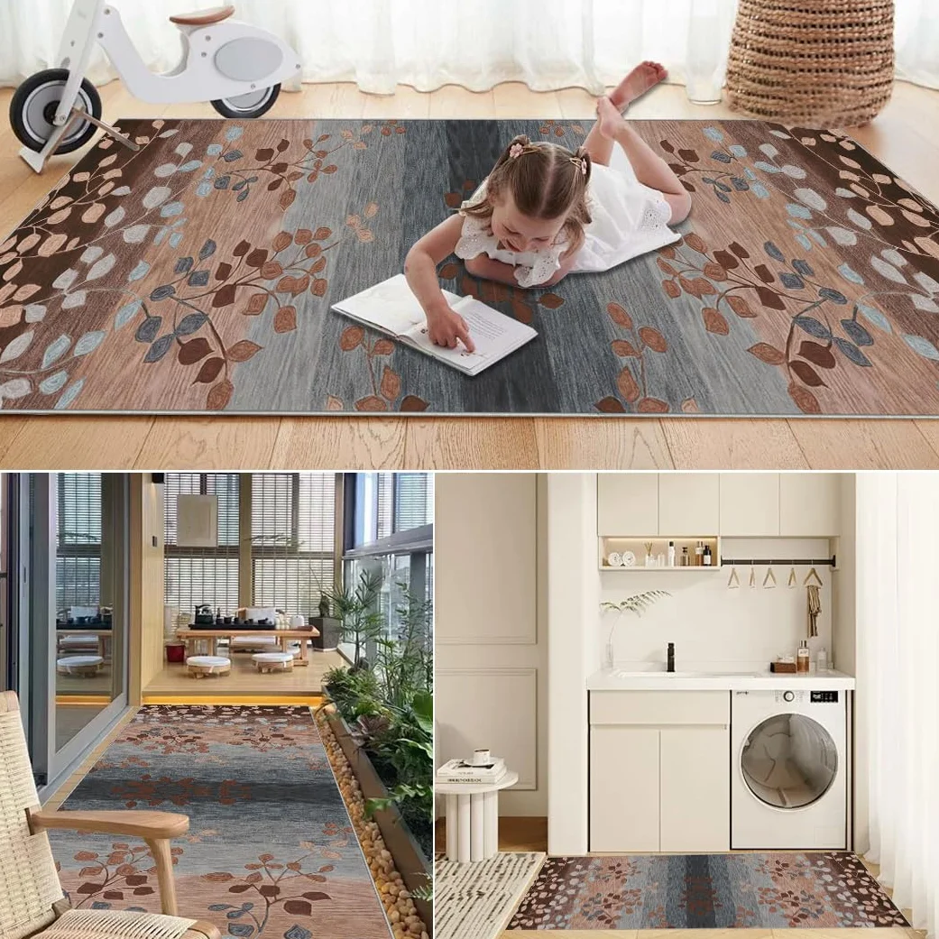 Dywan kuchenny, nadający się do prania, chodnik do przedpokoju, antypoślizgowy chodnik na korytarz, 90 x 200 cm, niskie runo, wycieraczka podłogowa, chłonny chodnik do przedpokoju, sypialni, łazienki