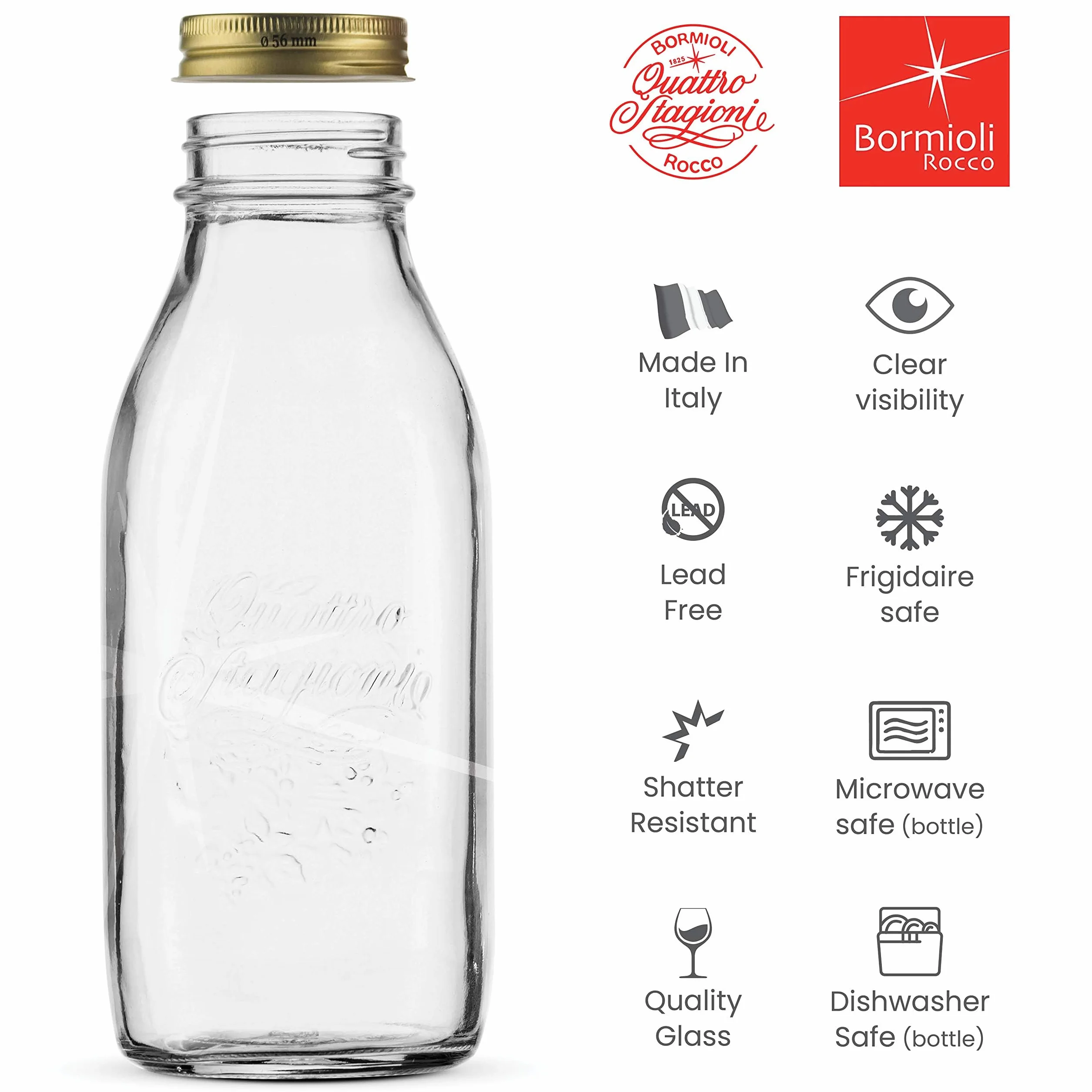 Bormioli Rocco Quattro Stagioni Szklana Butelka, Przezroczysty, 1 l