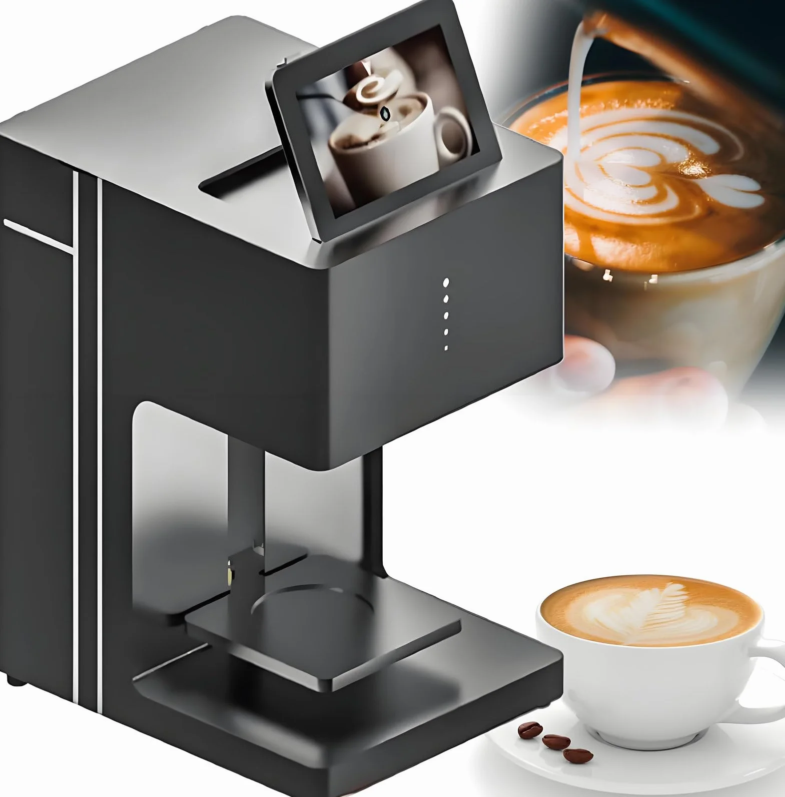Ekspres Do Kawy Latte,Drukarka Do Latte Art 3D,Automatyczna Drukarka Do Zdjęć Jedzenia,Kolorowy Druk Wi-Fi,Ekran Dotykowy,Do Kawiarni,Cukierni,Cukierni Z Deserami,Herbatą Mleczną I Cukierni Black