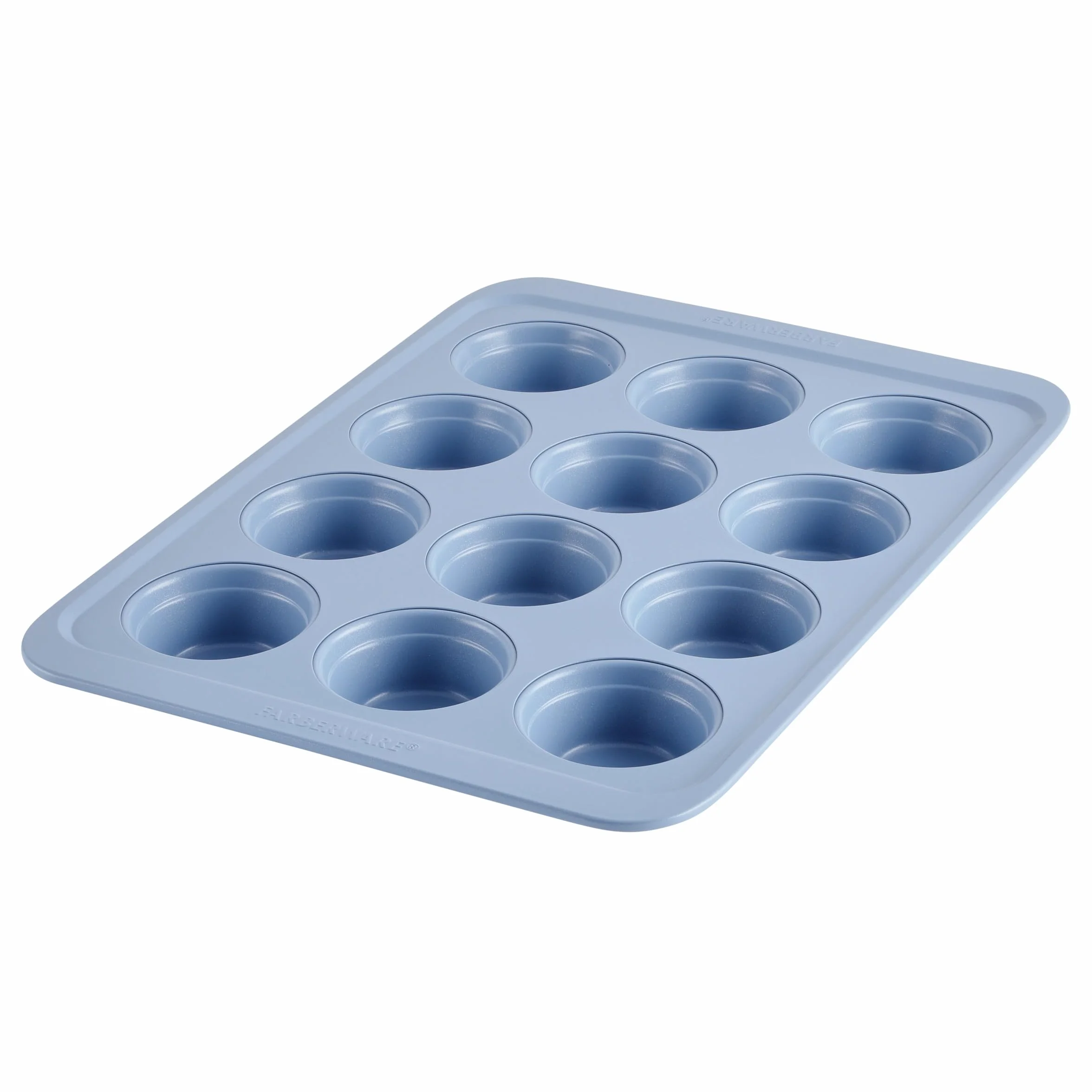 Farberware Easy Solutions nieprzywierająca forma do pieczenia muffinek/babeczek, 12 filiżanek z liniami wypełniającymi - niebieska