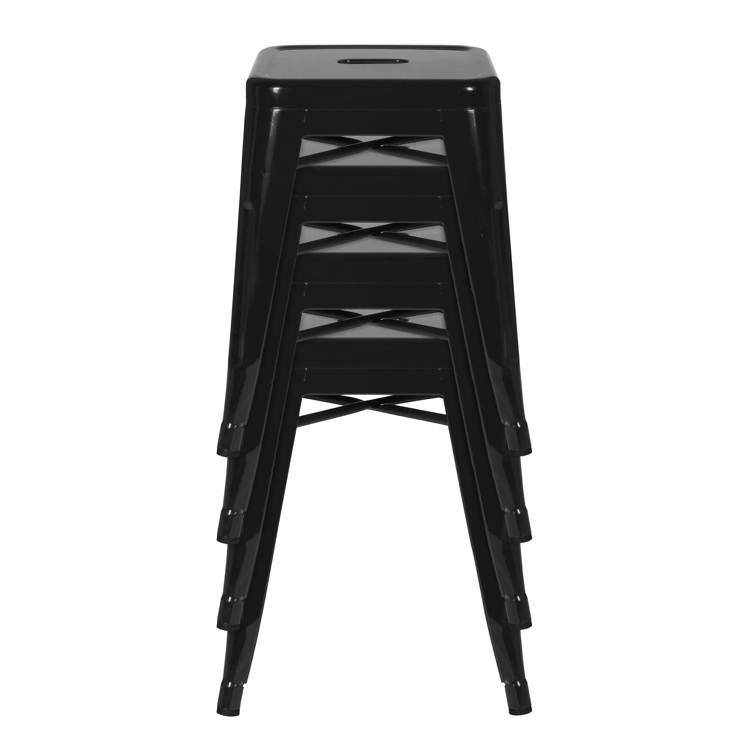 hjh OFFICE 645000 metalowy taboret VANTAGGIO czarny taboret do siedzenia w stylu industrialnym, można układać w stos, niski