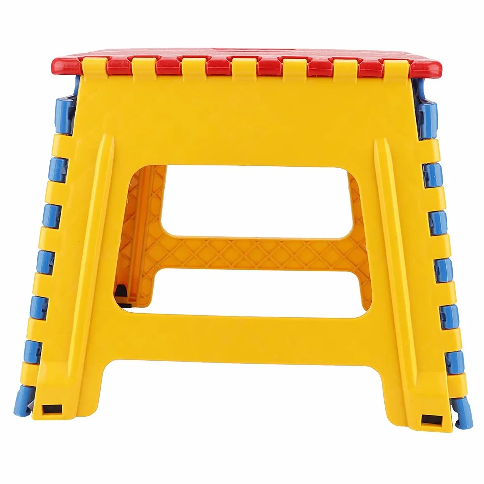 Składany Stołek Składany Plastikowy Stołek Małe Krzesło Zaawansowany Przenośny Stołek Dziecięcy 32 * 22,5 * 30cm (czerwone żółte tło niebieskie)