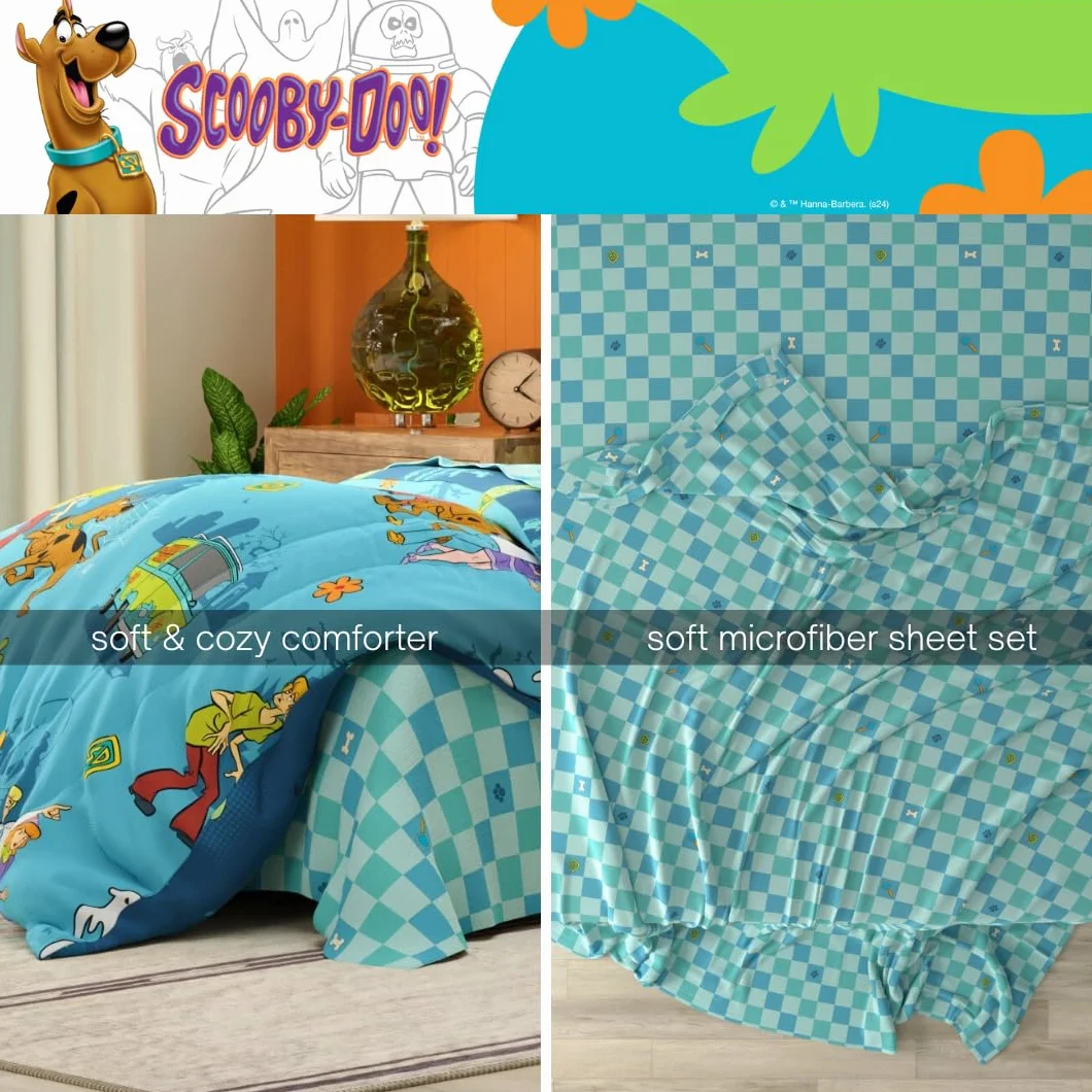 Franco Scooby Doo Pościel 7-częściowy dwustronny zestaw z poszewką łóżko podwójne Full
