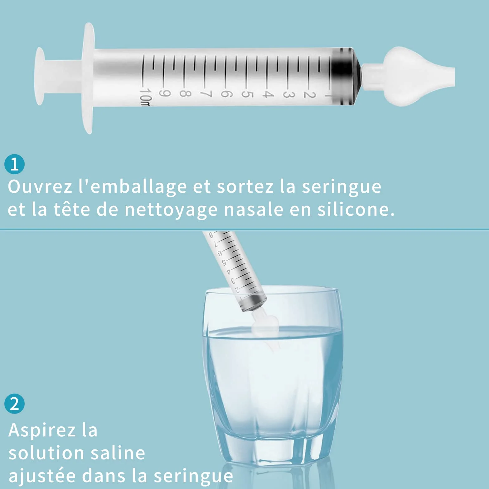 HENGBIRD 2 Opakowania Aspirator do nosa dla niemowląt, profesjonalny irygator do nosa dla niemowląt o pojemności 10 ml z wysokiej jakości silikonowymi końcówkami do nosa wielokrotnego użytku