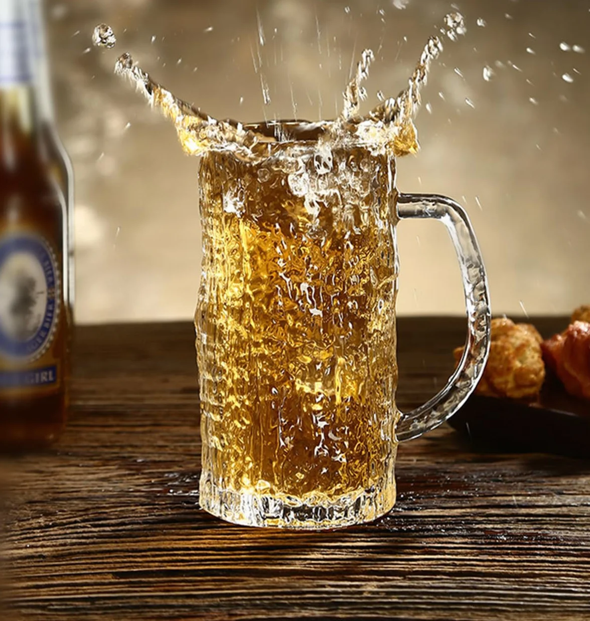 Szklanka do piwa w pubie - 485 ml, zestaw 2 sztuk, zestaw upominkowy do piwa, duże kubki do piwa, wysokiej jakości szkło, kubki ze wzorem lodowca