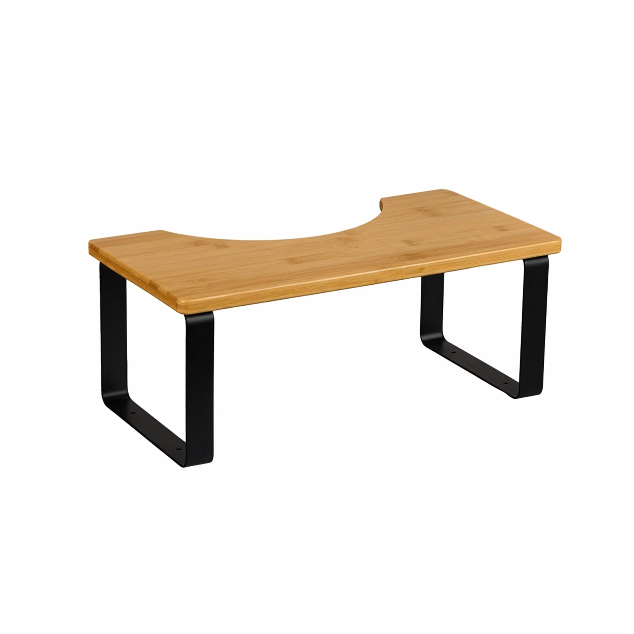 Relaxdays Taboret toaletowy, stopnia łazienkowa dla dorosłych, bambus, 18 x 44,5 x 23 cm, zdrowa pozycja do kucania, naturalny/czarny, silikon, żelazko