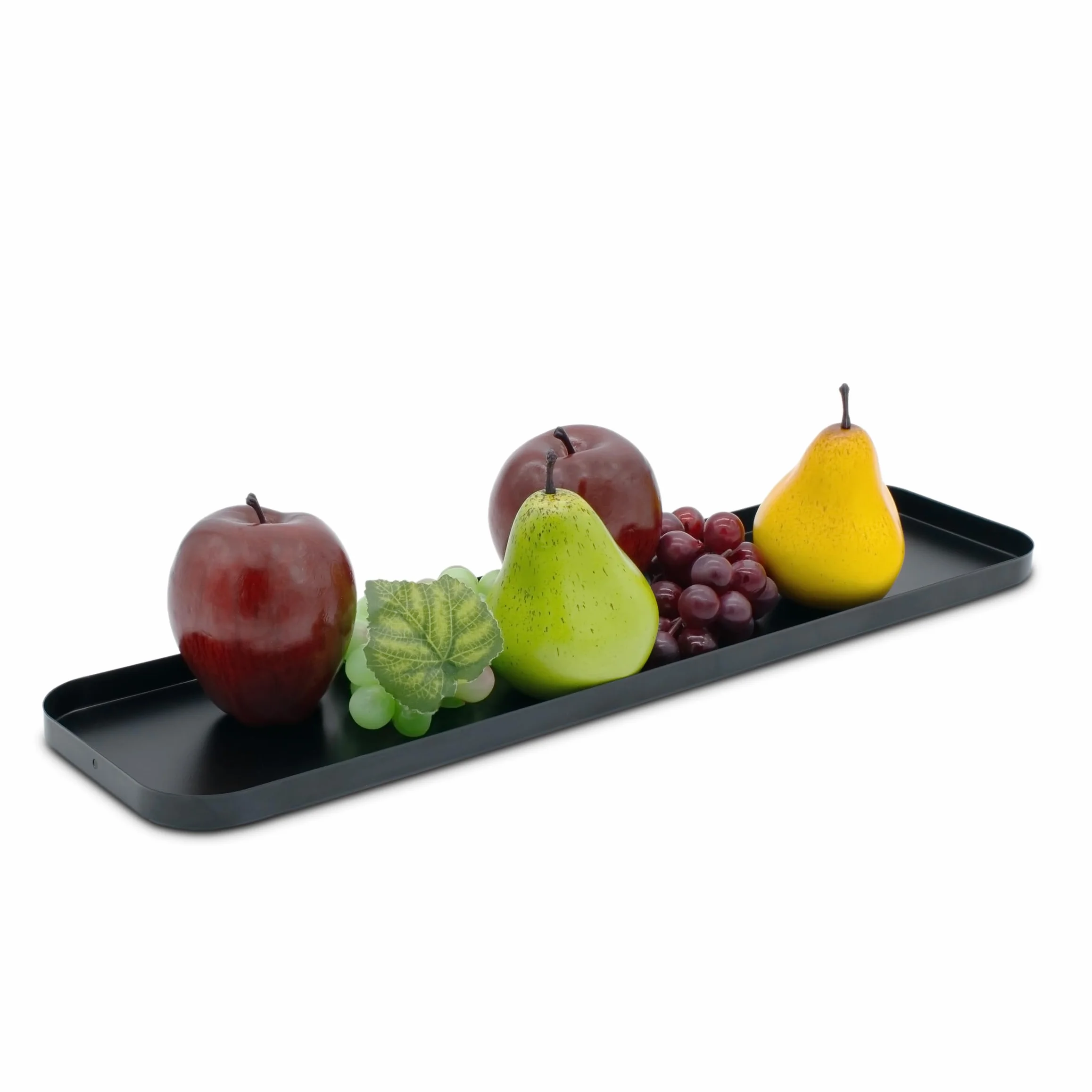 Metalowa taca na świece czarna - 50 cm x 13 cm - taca dekoracyjna prostokątna z marginesem - talerz dekoracyjny serwujący prezent świece taca