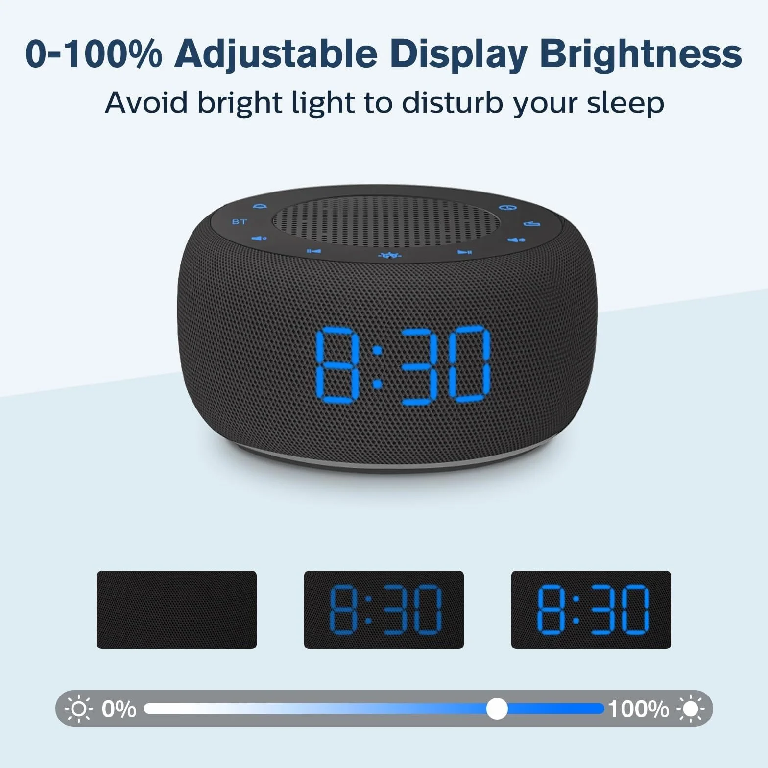 XJBTBA Bluetooth Gload Alarm z radiem, przezroczystą jakość dźwięku, przyciemnione wyświetlacz, odpowiedni sypialni budziki odpowiednie do kuchni, salonu lub biura (biały)