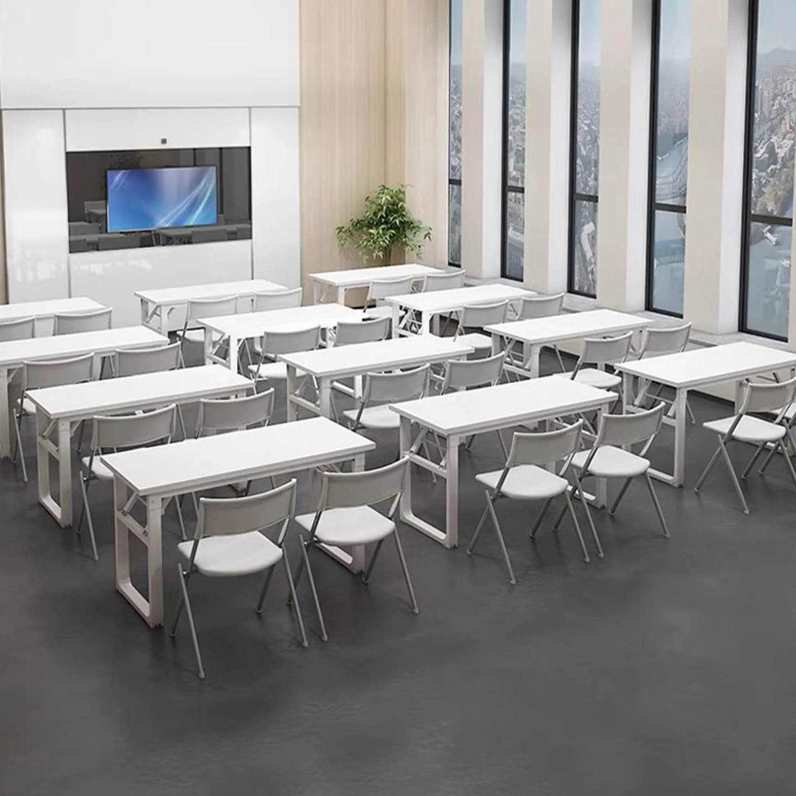 Oszczędność miejsca składany stół konferencyjny nowoczesne biurko komputerowe do nauki pracy i gier w sypialni/salonie nie wymaga montażu (beżowe 180 x 40 cm x 76 cm)