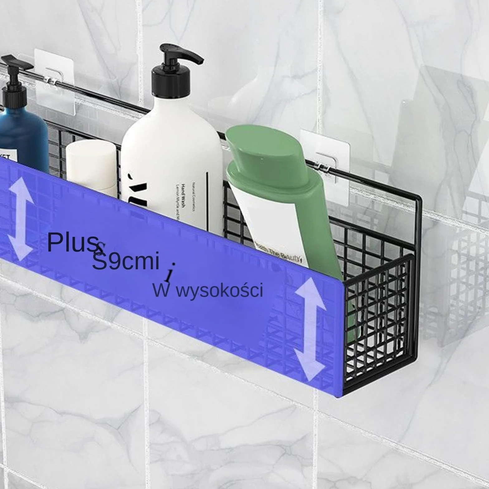 ShowerCaddy, Wall Mounted Iron Storage Shelf for Bathroom & Kitchen, No Drilling Basket Rack with Adhesive Backing for Toiletries Spices Sink Cleaning or ShowerWall Use