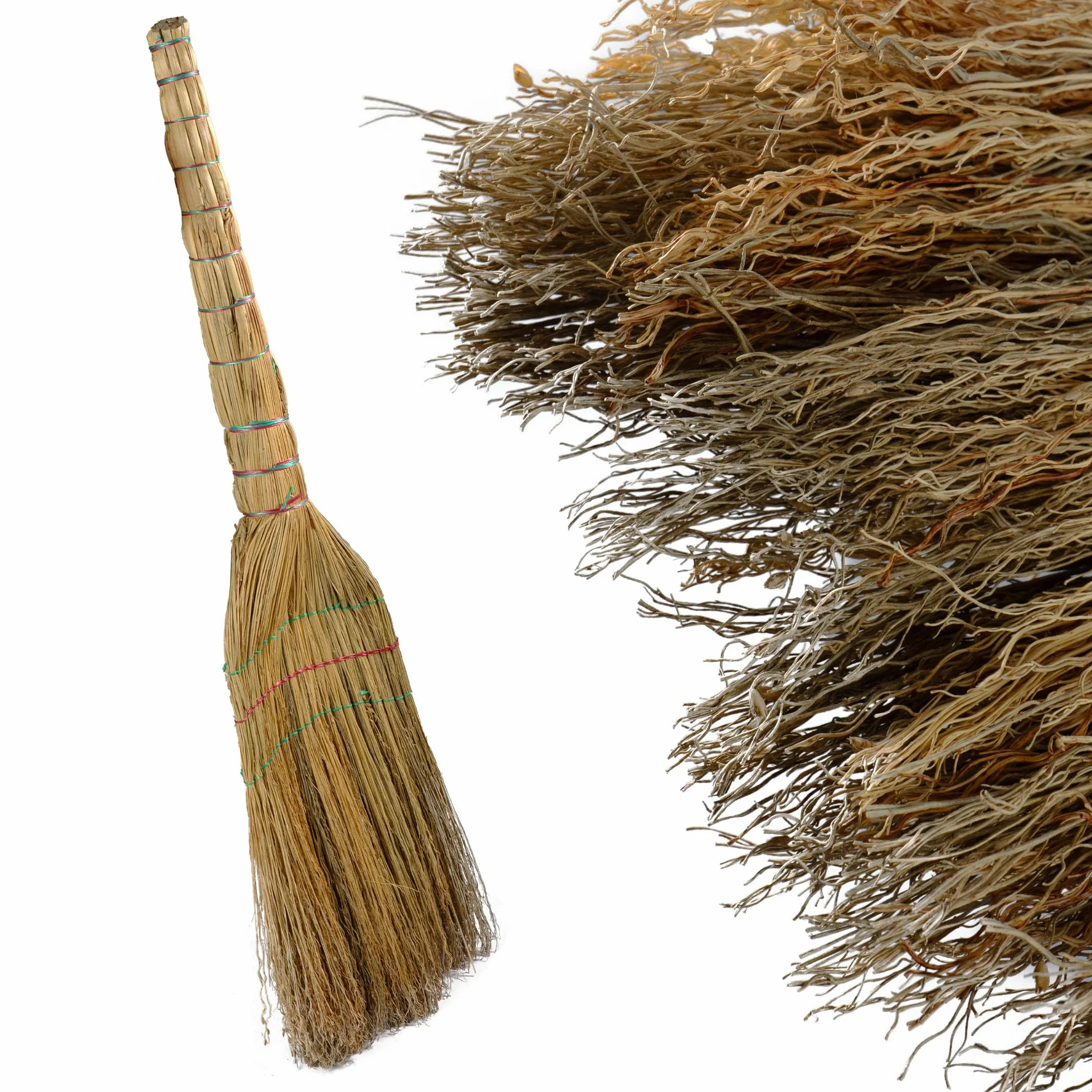 Miotła Sorgo ze Słomy Naturalna Wytrzymała Miotła Ekologiczna na Zewnątrz i do Domu 80 cm Długości Drewniany Trzonek Miotełka z Sorga i Kij Zamiatacz SORGHO