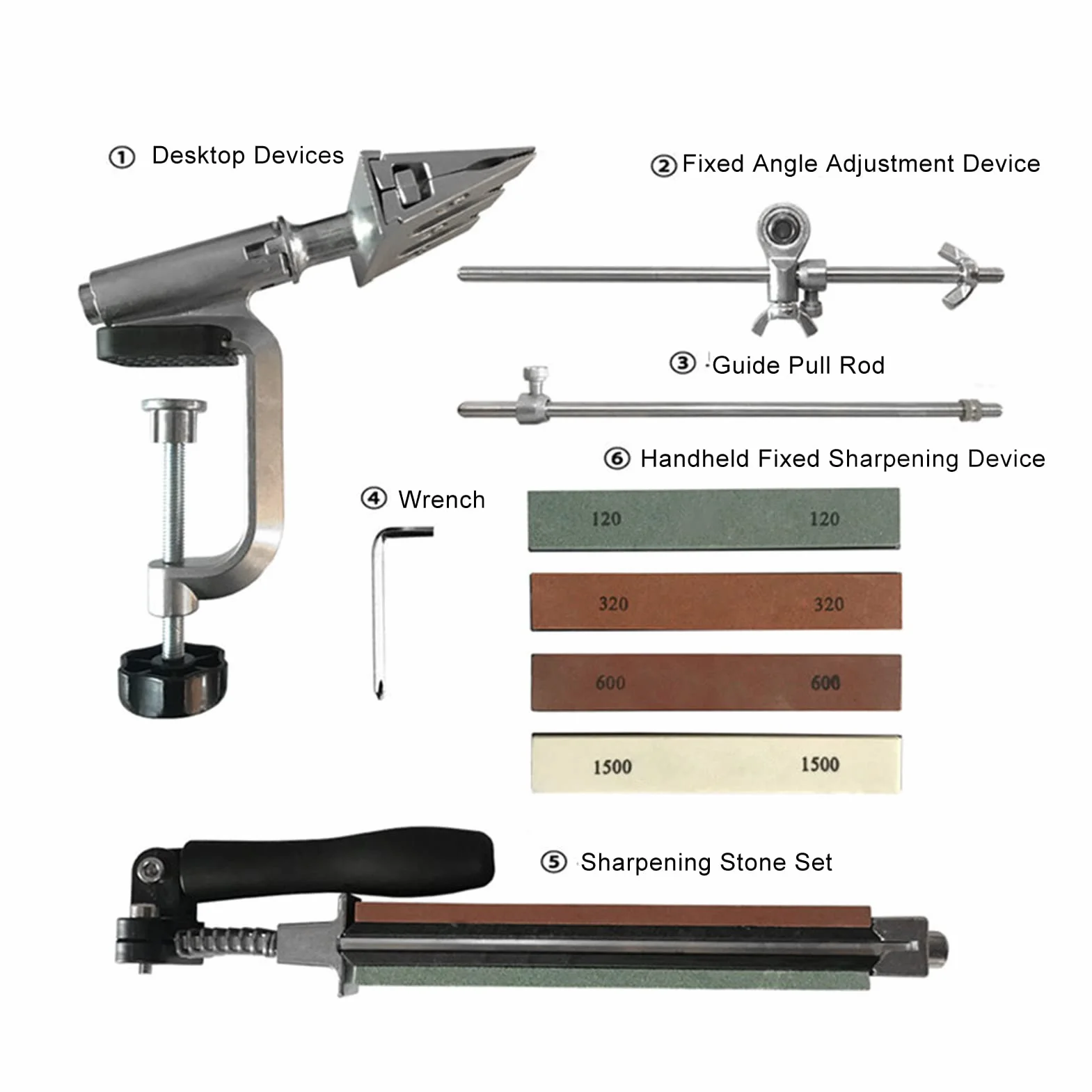 Zestaw do ostrzenia noży, 360° Flip Rotation Fixed Angle Knife Sharpening System with 4 Whetstones, Hex Wrench, Professional Kitchen Chef Knife Sharpening Kit, 120, 320, 600, 1500