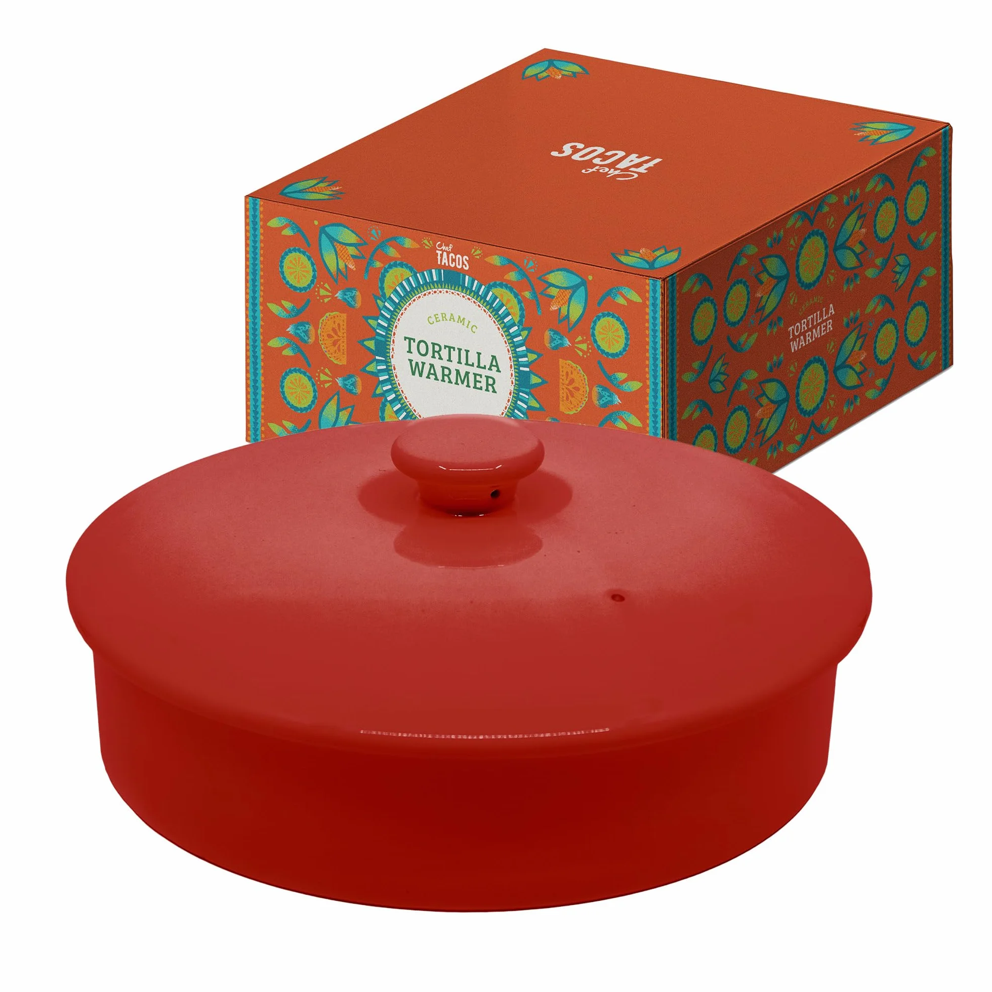 Ceramiczny podgrzewacz do tortilli, do kuchenki mikrofalowej, 20 cm (Czerwony)