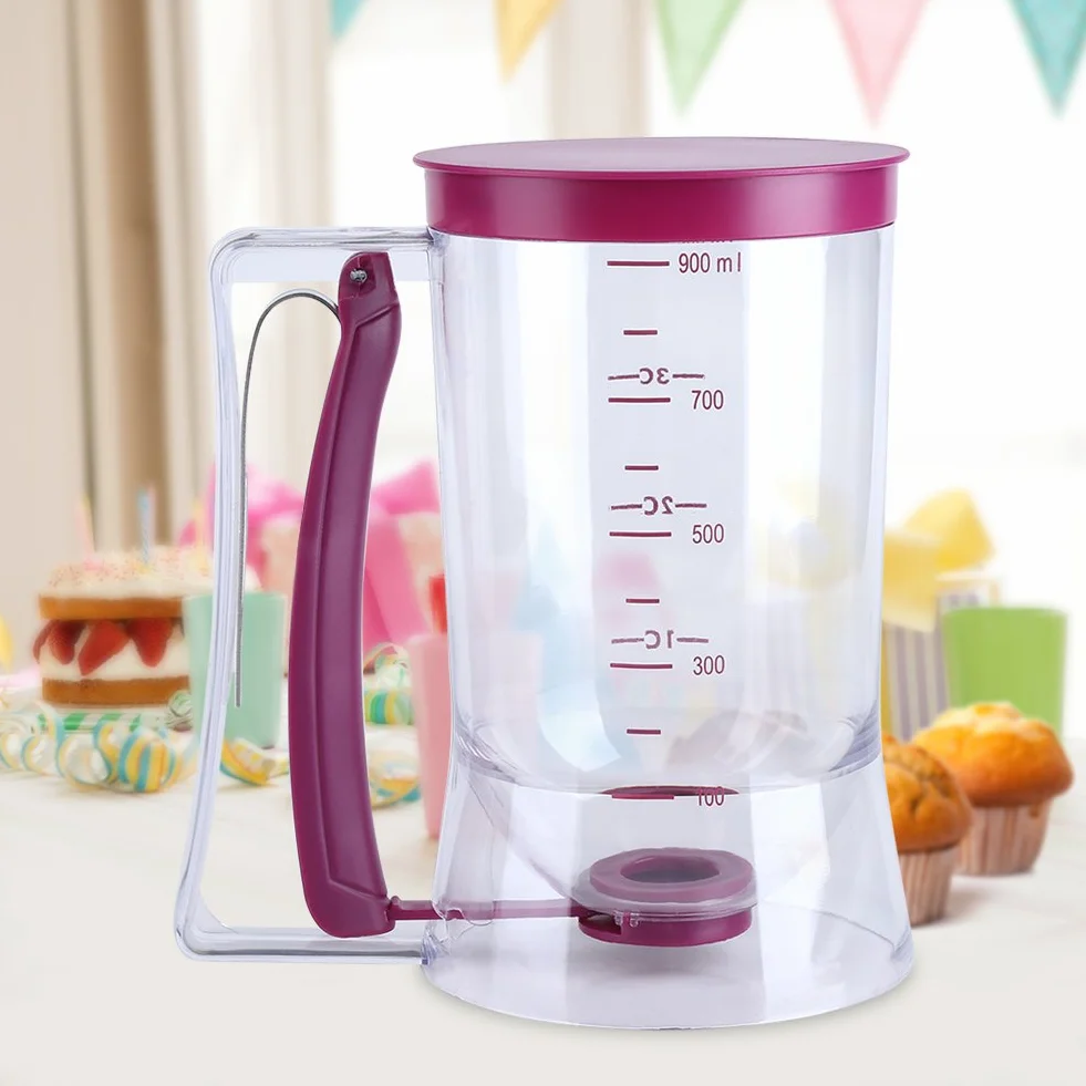 900ML Cupcake ciasto naleśnikowe dozownik ręczny Mix dzbanek do ciasta miarka waflowa pomocnik do pieczenia muffinów narzędzie kuchenne do pieczenia