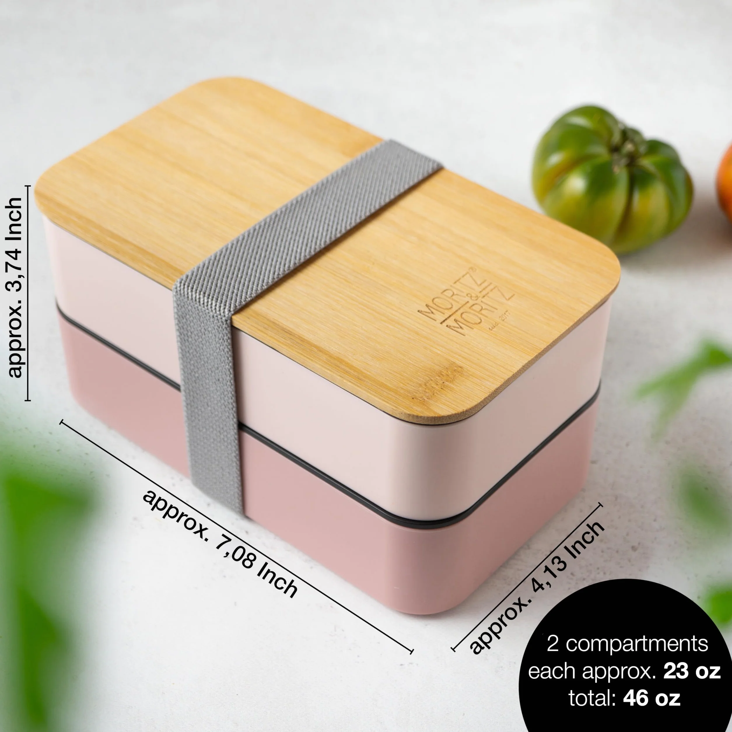 Moritz & Moritz Bento Lunch Box Różowe - Japońskie pudełko na lunch dla dorosłych i dzieci - Pudełko na lunch z przegródkami - idealne pudełko na lunch do pracy, szkoły i na dojazdy