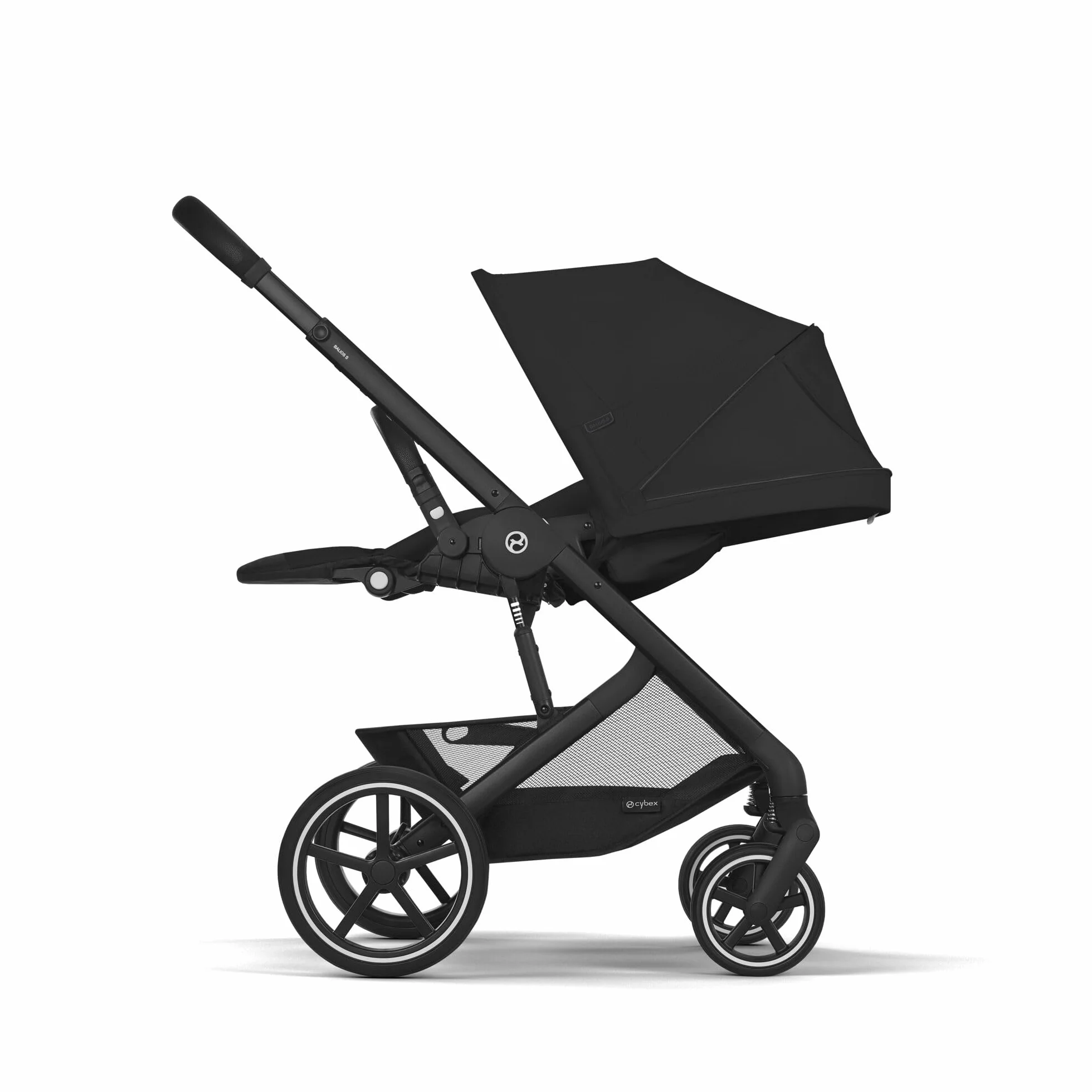 CYBEX Gold Wózek Dziecięcy Balios S Lux, Ergonomiczna Pozycja Leżenia, System Pasów Obsługiwany Jedną Ręką, Od Urodzenia Do 22 Kg (Ok. 4 Lata), Moon Black