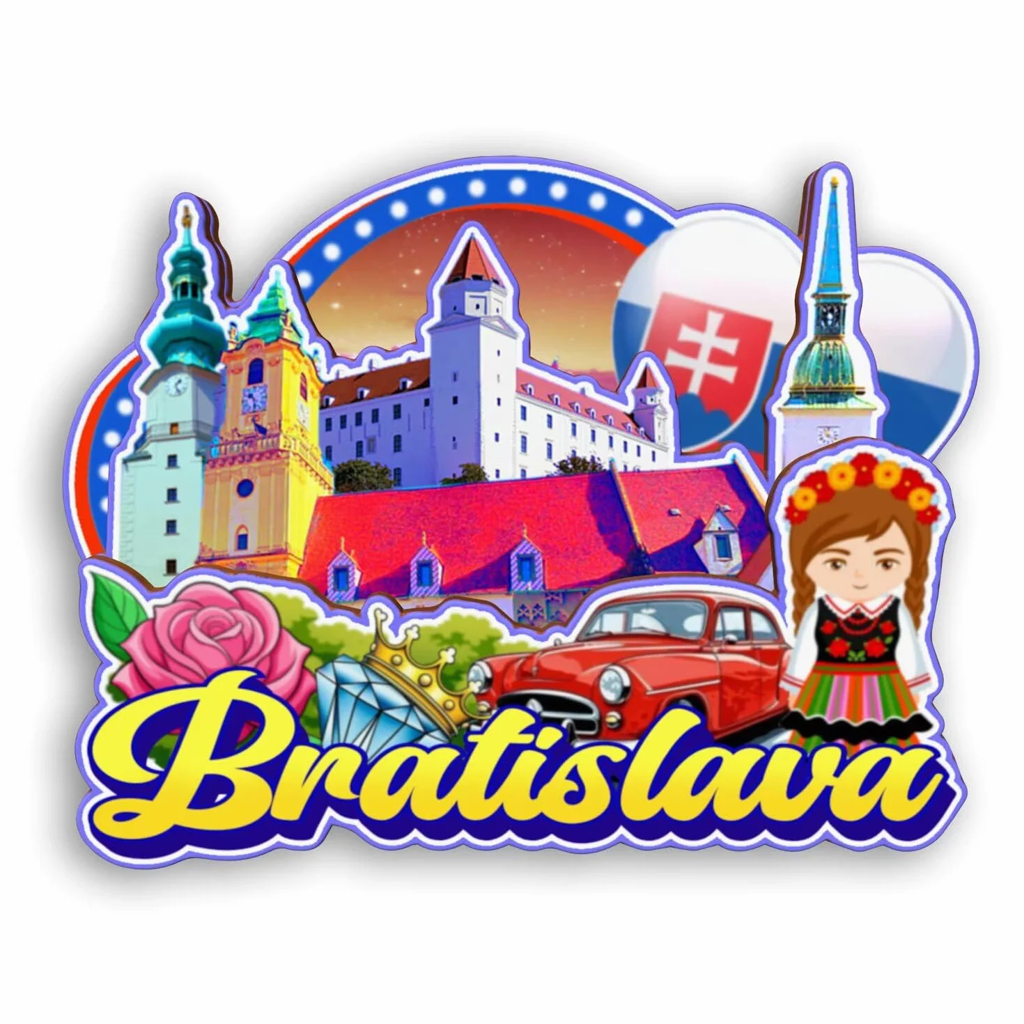 Magnes na lodówkę Bratysława Słowacja magnes na lodówkę pamiątki z podróży po mieście prezenty turystyczne 3D klasyczne zabytki ręcznie robione rękodzieło dekoracja domu -2373