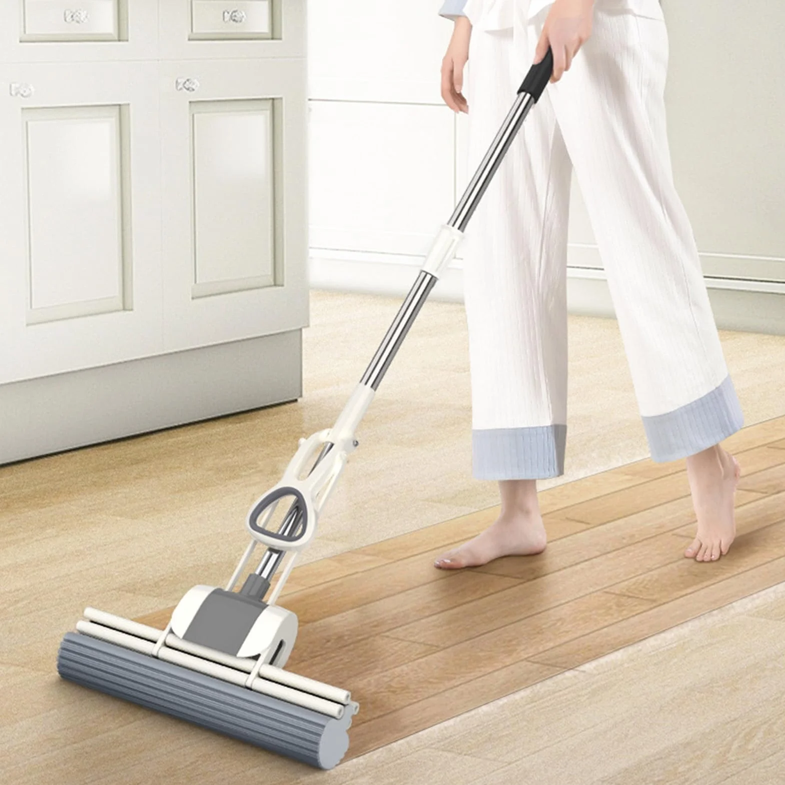 Dioche Wałek do Wyciskania Mopa Lekki Mop z gąbką w Rolce - Wielofunkcyjny Mop do Wyciskania łatwego Czyszczenia w Domu - Konstrukcja Samowyciskająca z Miękkim Materiałem Chłonnym