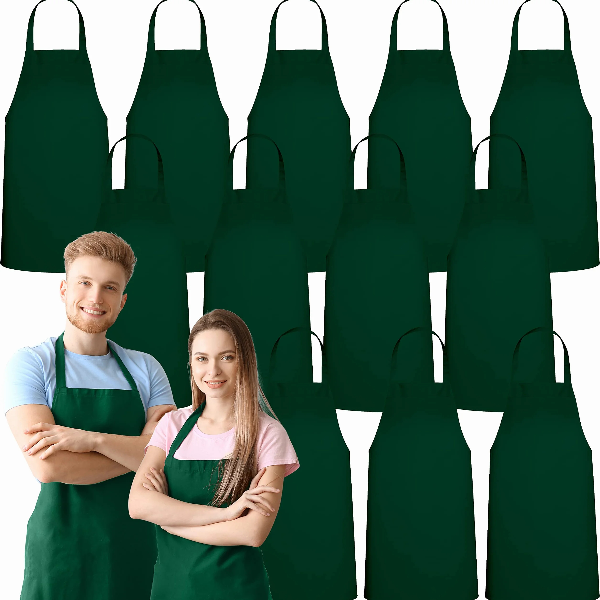 Zielony styl życia 12 szt. fartuch na szelkach - unisex czarny fartuch luzem można prać w pralce do kuchni rzemiosła grilla rysunku na zewnątrz