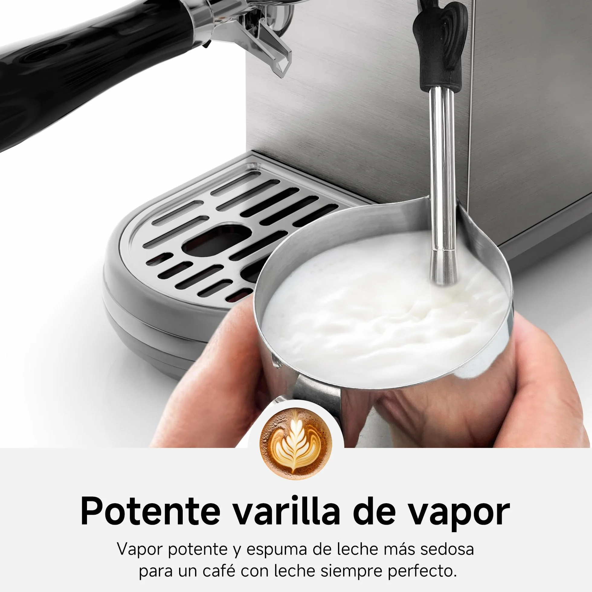 HIBREW Programowalny ekspres do espresso, H10B, szczotkowana stal nierdzewna, regulowana temperatura i objętość filiżanki, oczyszczacz parowy do spieniania mleka