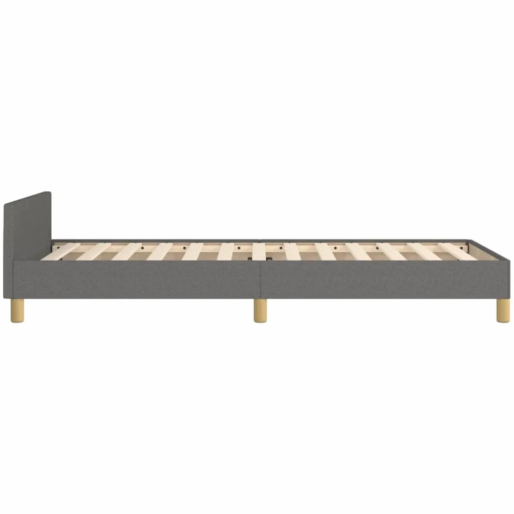 Obita tkaniną z regulowanym zagłówkiem ciemnoszara 80x200 cm | Rama łóżka tapicerowana ciemnoszara 80x200 cm bez materaca z regulowanym zagłówkiem solidne nogi