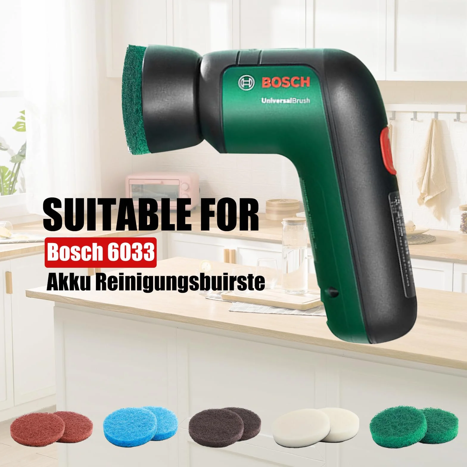 Nakładka do szczotki uniwersalnej Bosch 30 sztuk, szczotka akumulatorowa z podkładkami do Bosch z 5 modelami, podkładki kuchenne, piankowe, z mikrofibry, podkładki wysokowydajne do szczotki Bosch Home