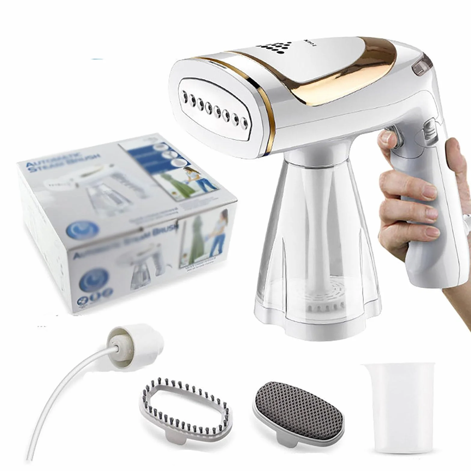 Ręczny parowiec do ubrań o mocy 1600 W, parowiec do nagrzewania z lat 40. Parowiec do ubrań ze zbiornikiem 250 ml Przenośny parowiec podróżny, odpowiedni do domu i podróży, biura i podróży Parowiec do