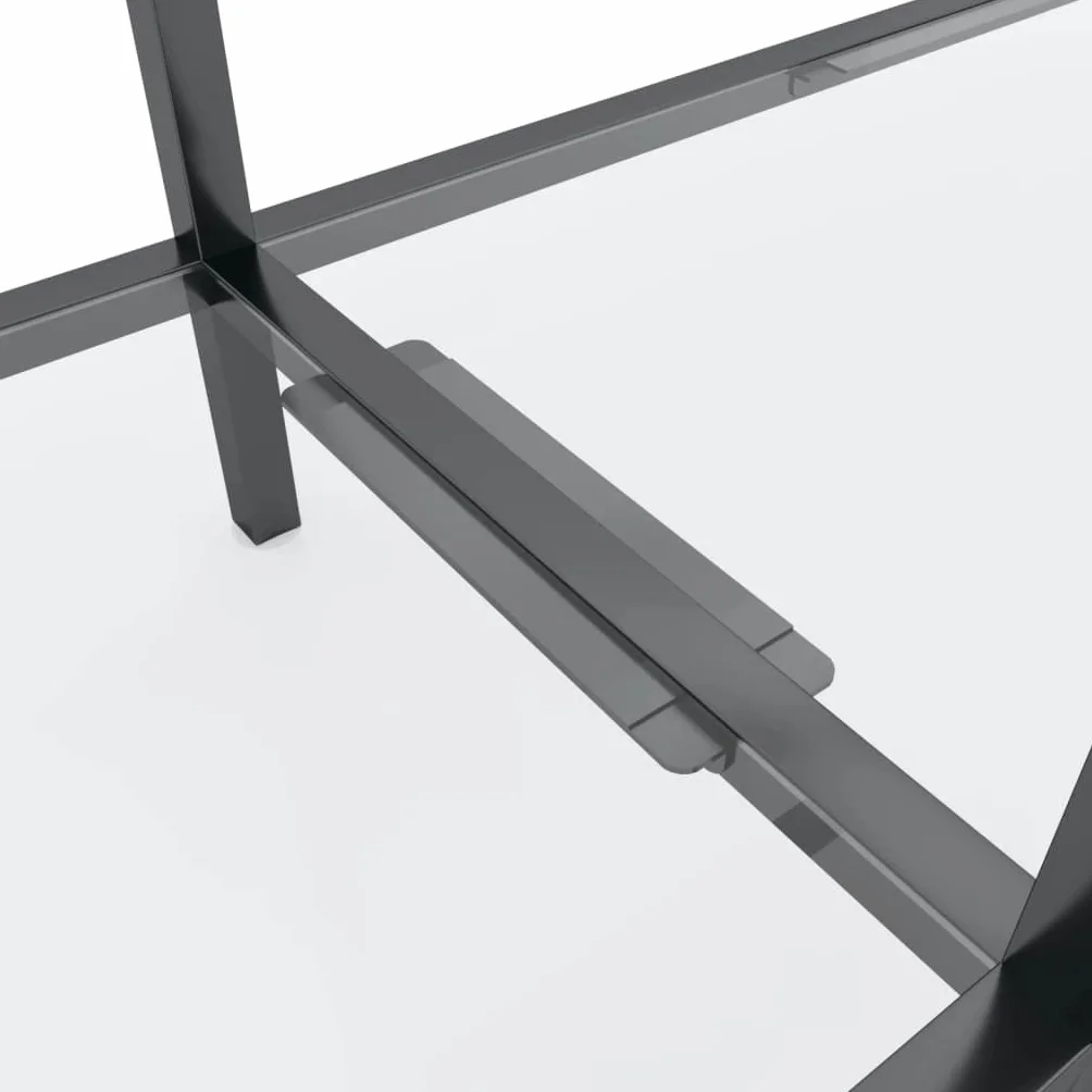 Konsola ze szkła hartowanego 140 x 35 x 75,5 cm | Stal malowana proszkowo, półka do przechowywania, łatwa do czyszczenia, elegancki design