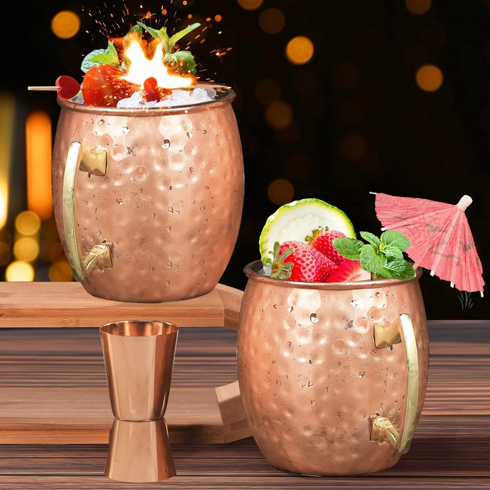 Miedziane kubki Moscow Mule ze stali nierdzewnej 540 ml zestaw 2 sztuk