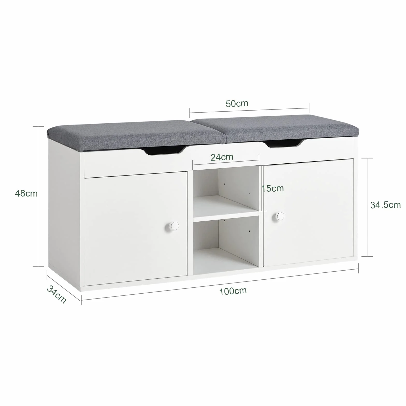 SoBuy FSR96-W Szafka na buty z poduszką 100x48x34cm biała