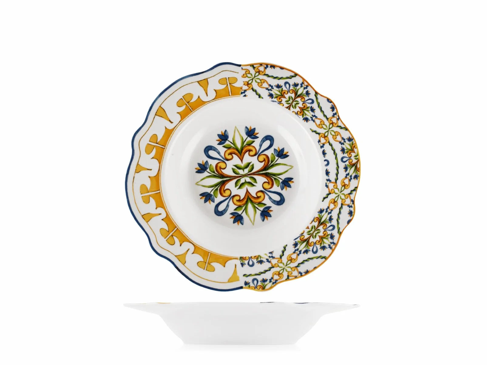 H&H -Zestaw 6 talerzy do zupy - Faenza - z nowej porcelany kostnej - Eleganckie talerze 21 cm, można myć w zmywarce i kuchence mikrofalowej, idealne do zupy i pierwszych dań