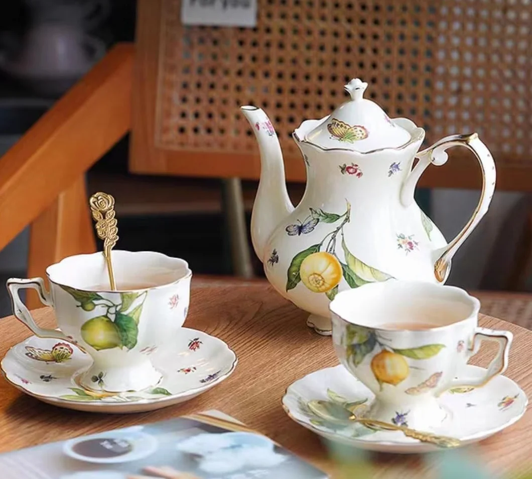 Zestaw ceramicznych filiżanek do kawy, zestaw do herbaty, filiżanka do podwieczorku Zestaw do parzenia herbaty Zestawy do herbaty porcelanowej Filiżanki i spodki do herbaty kwiatowej Filiżanki do kawy