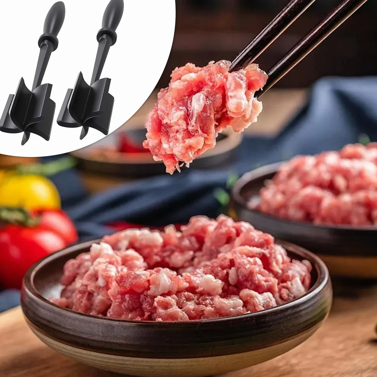 Rozdrabniacz do mięsa mielonego, 2 sztuki – rozdrabniacz do mielonego mięsa ze stali nierdzewnej, poręczny rozdrabniacz do mięsa do hamburgerów, mielonej wołowiny i ziemniaków