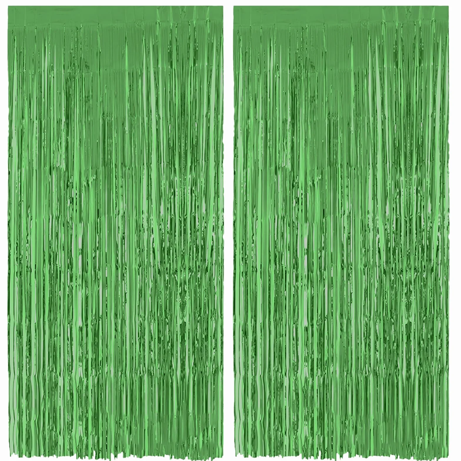 2 szt., 1 x 2 m, zasłona z frędzlami z folii aluminiowej, do zawieszania drzwi, serpentyny imprezowe, dekoracje na przyjęcie urodzinowe, ślub, Boże Narodzenie, tło fotograficzne, zielone