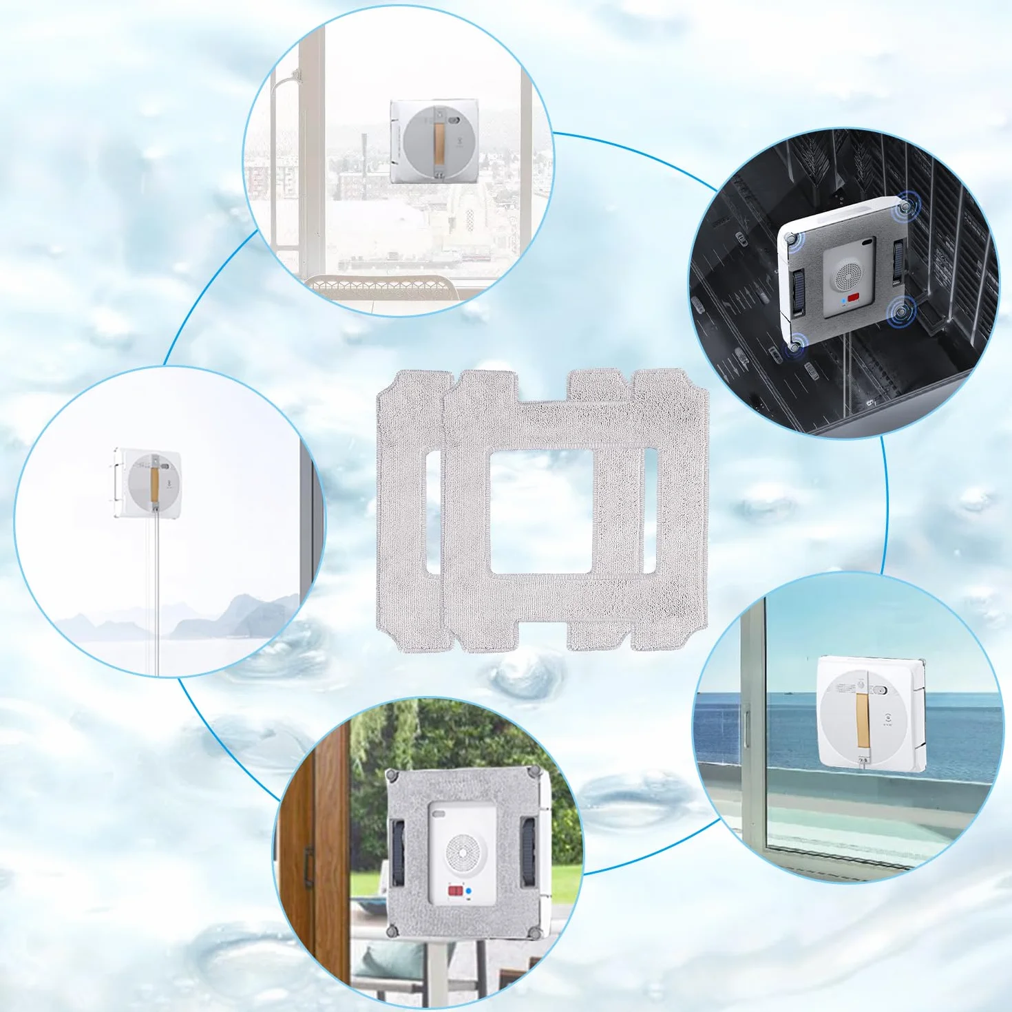 12 sztuk podkładek czyszczących do Ecovacs Winbot W1/W1 Pro, ściereczki do czyszczenia, części zamienne, mop z mikrofibry, nadaje się do prania, do odkurzaczy okiennych, ściereczek wielokrotnego