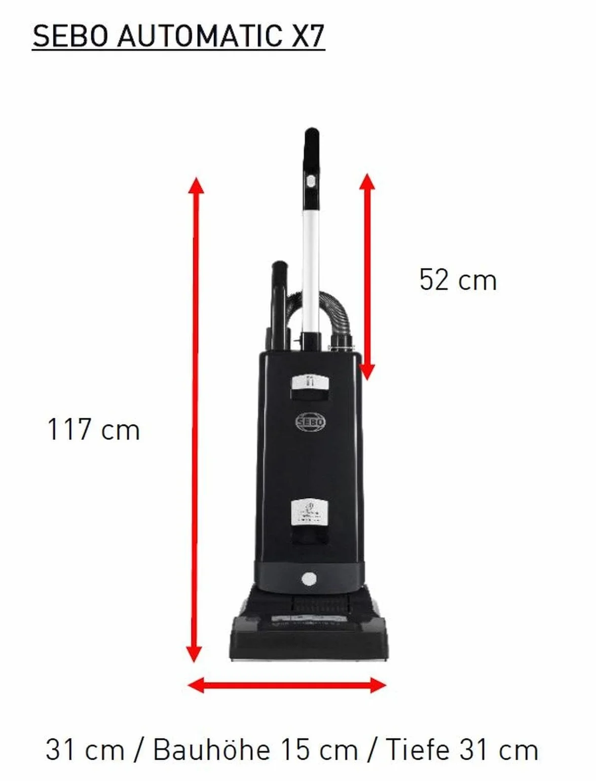 SEBO Automatic X7 odkurzacz szczotkowy 117x31x31 cm