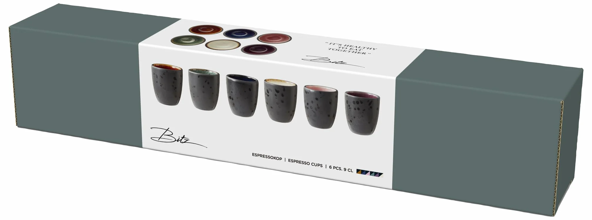 BITZ Filiżanki do espresso, zestaw filiżanek do kawy i espresso, z kamionki, 10 ml, nadają się do mycia w zmywarce, zestaw 6 sztuk, czarne