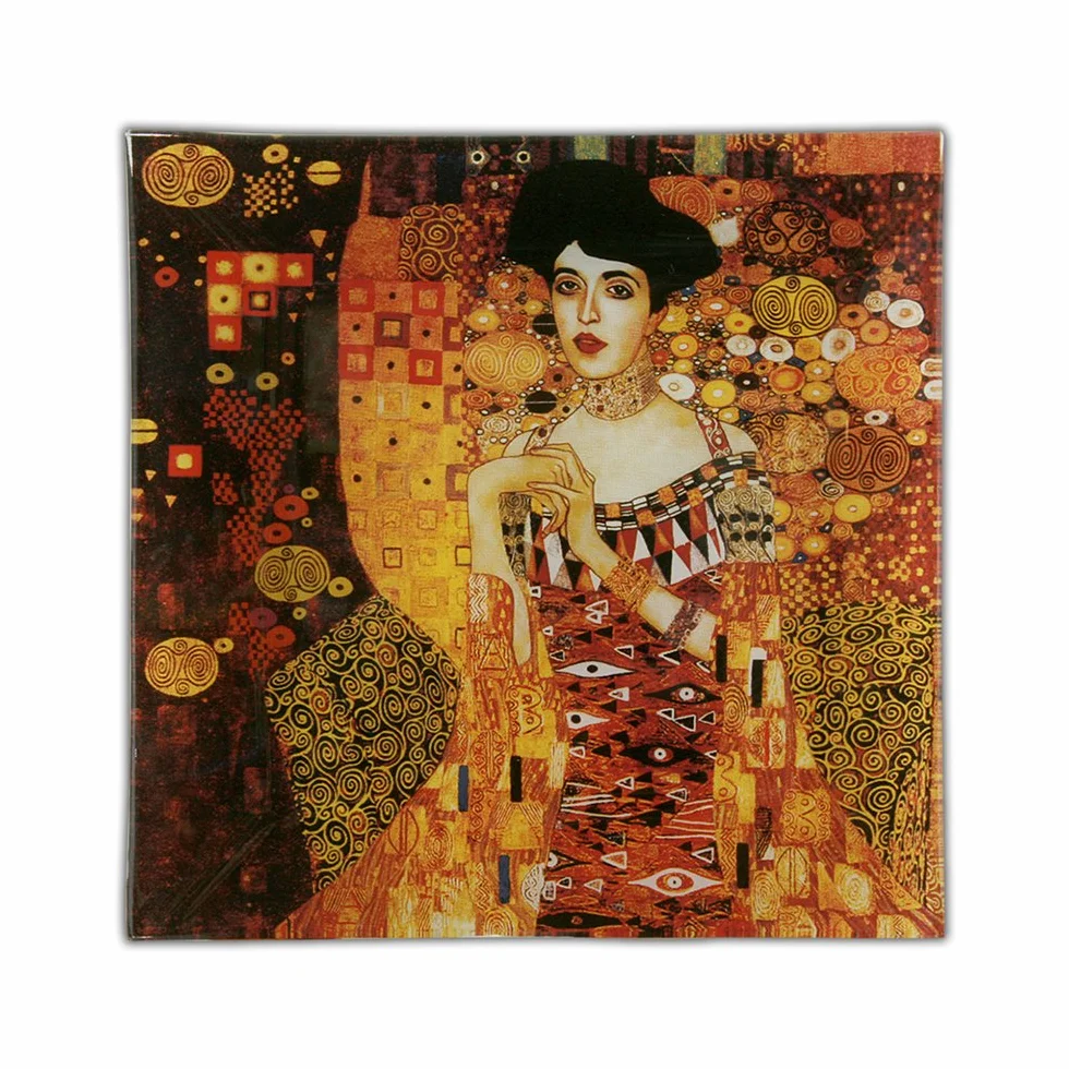 Carmani - kwadratowy szklany talerz z obrazem Gustav Klimt 'Adele' 13 x 13 cm